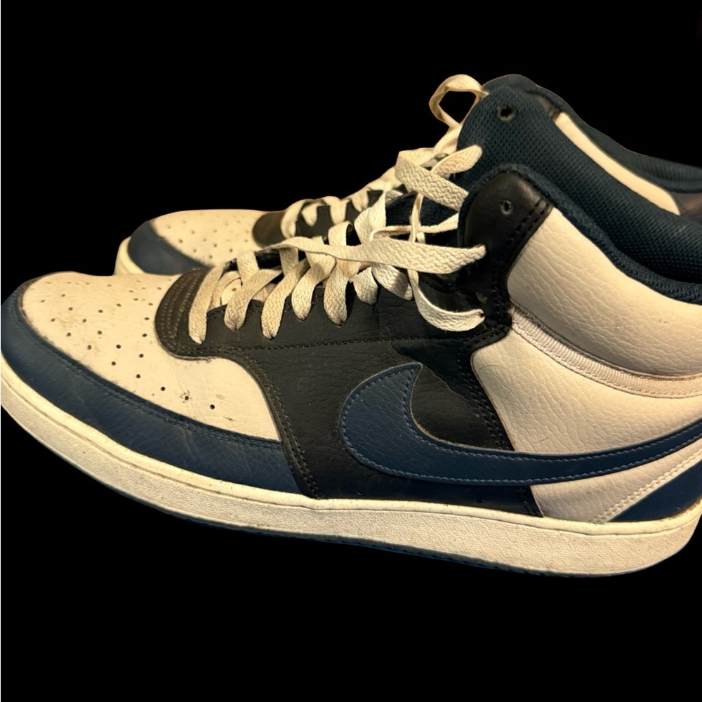 Men's Blue and White High-Top Sneakers